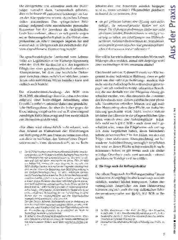 Vorschauseite 5: Zu den Aufsichtspflichten einer Altenund Pflegeeinrichtung über einen dementiell erkrankten Bewohner (1. Teil)
