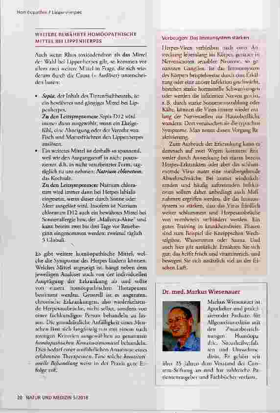Vorschauseite 2: Homöopathie in der Praxis: Lippenherpes