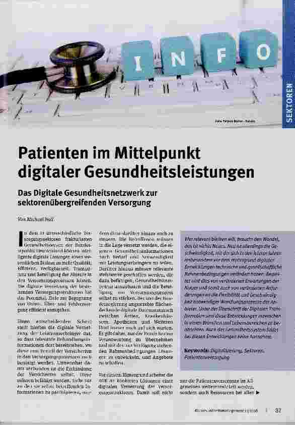 Vorschauseite 1: Patienten im Mittelpunkt digitaler Gesundheitsleistungen