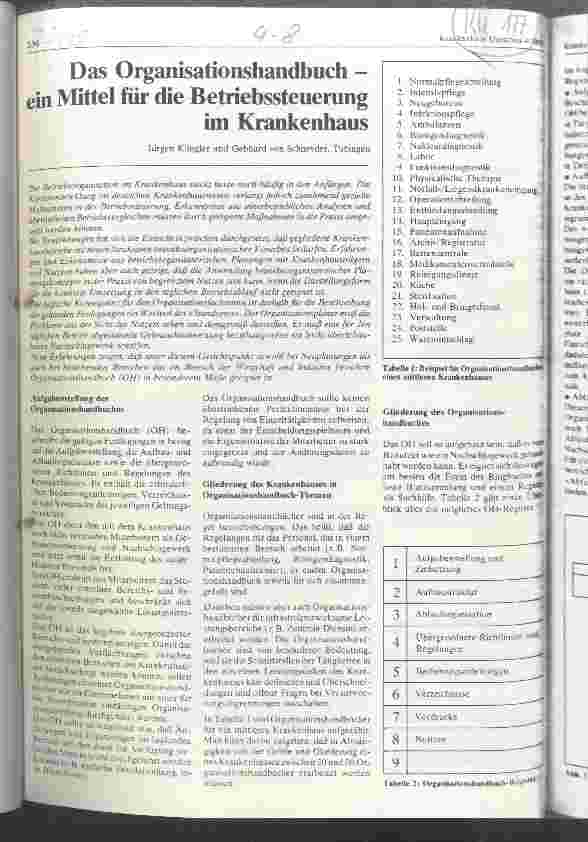Vorschauseite 1: Das Organisationshandbuch - ein Mittel für die Betriebssteuerung im Krankenhaus