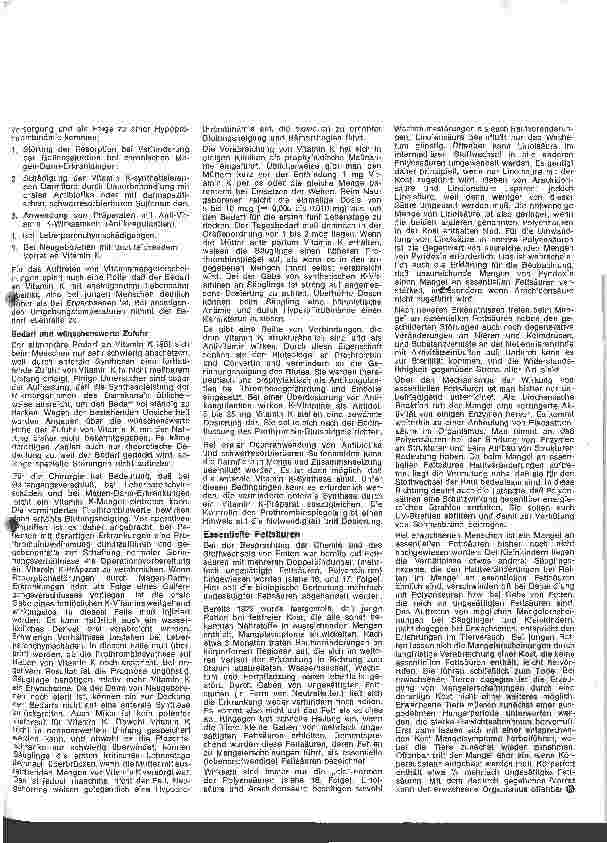 Vorschauseite 2: Grundzüge der Ernährung des gesunden Menschen 27. Folge: Vitamin K und essentielle Fettsäuren