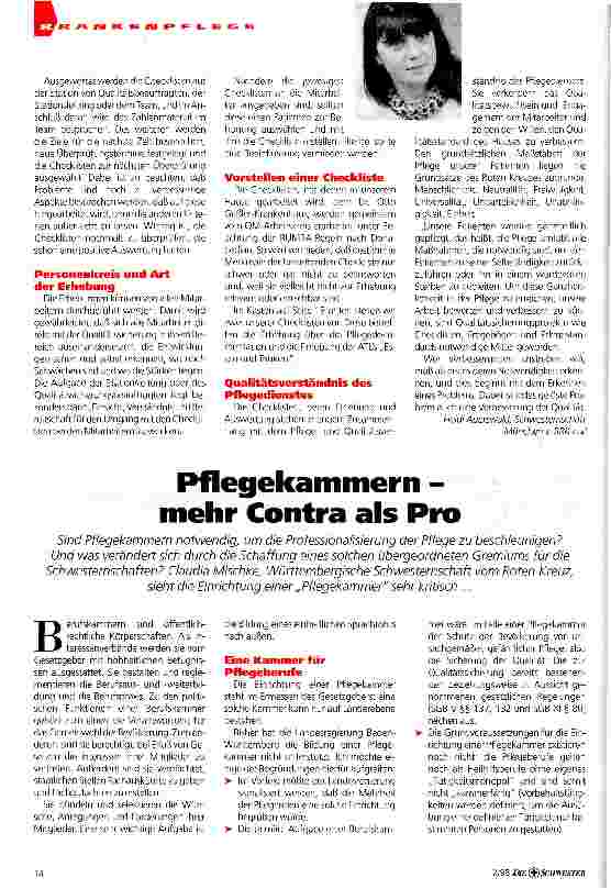 Vorschauseite 1: Pflegekammern - mehr Contra als Pro