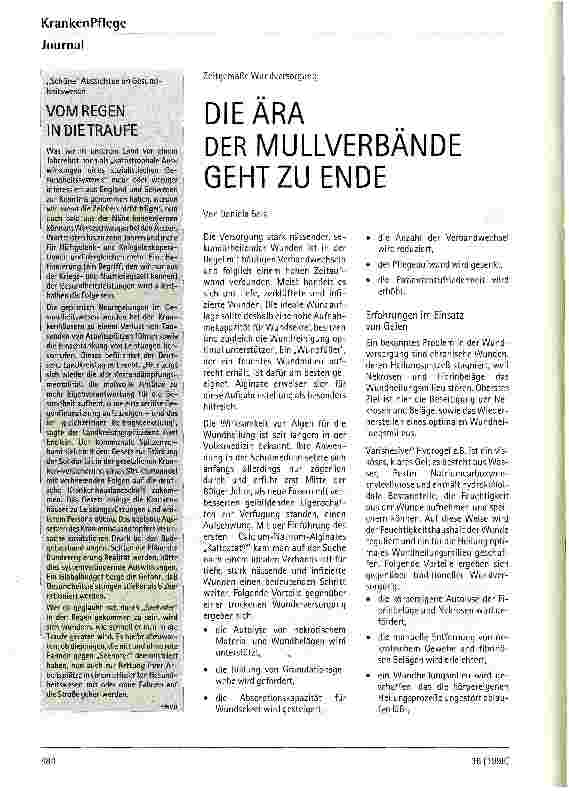 Vorschauseite 1: Die Ära der Mullverbände geht zu Ende