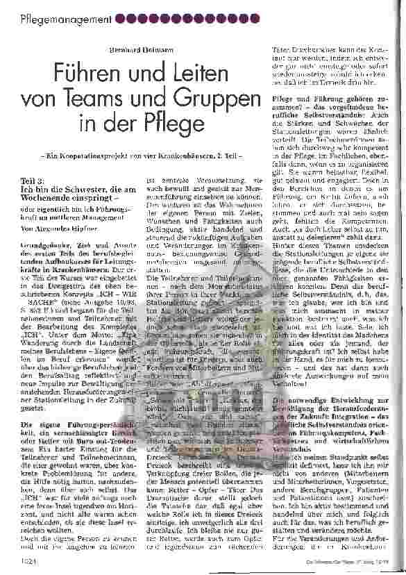 Vorschauseite 1: -Ein Kooperationsprojekt von vier Krankenhäusern, 2. Teil-