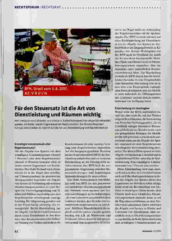 Vorschauseite 1: Für den Steuersatz ist die Art von Dienstleistung und Räumen wichtig