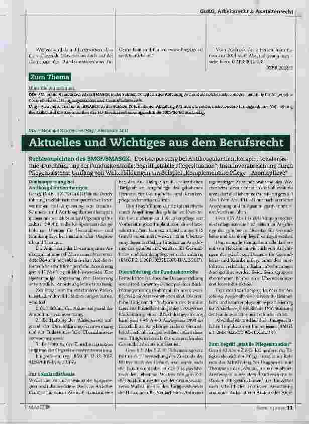 Vorschauseite 1: Aktuelles und Wichtiges aus dem Berufsrecht