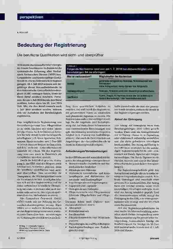 Vorschauseite 1: Bedeutung der Registrierung