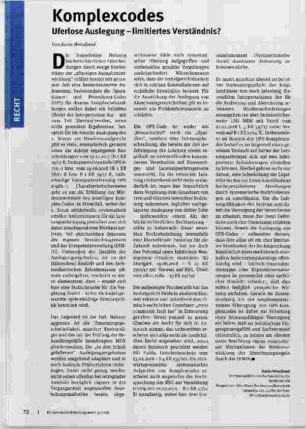 Vorschauseite 1: Komplexcodes Uferlose Auslegung limitiertes Verständnis?