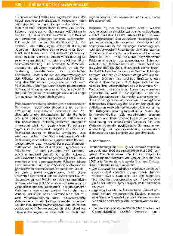 Vorschauseite 2: Die Bedeutung psychologischer Variablen für dien postoperativen Schmerzverfauf