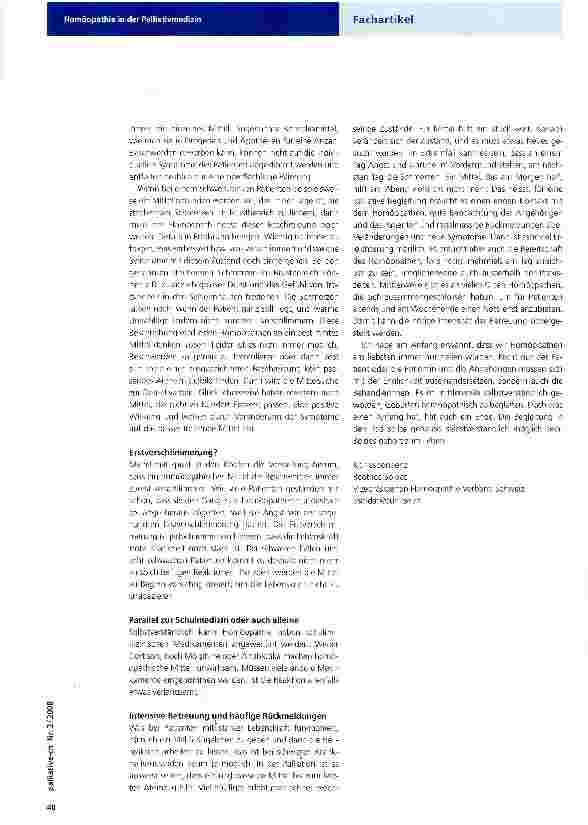 Vorschauseite 2: Homöopathie in der Palliativmedizin
