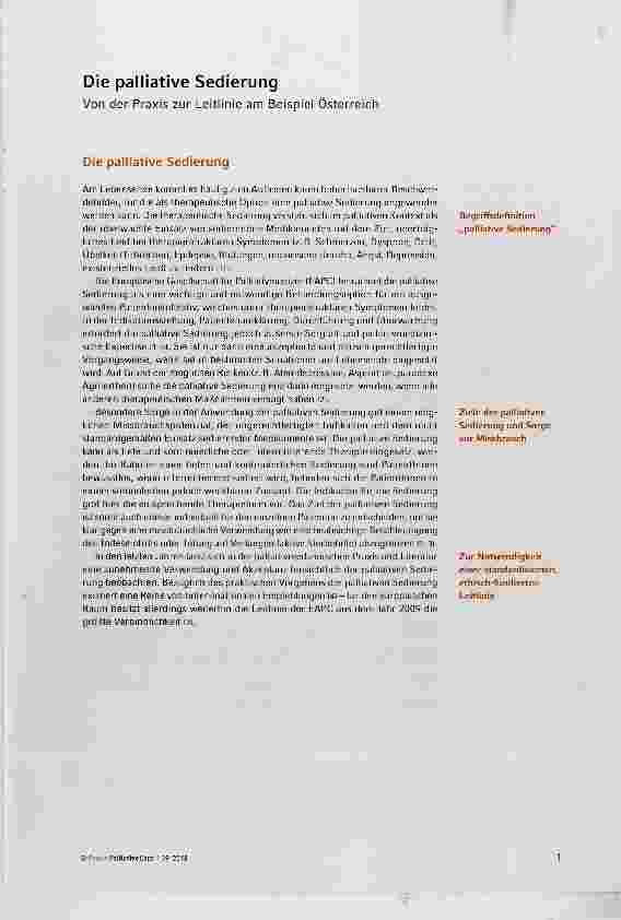 Vorschauseite 1: Die palliative Sedierung