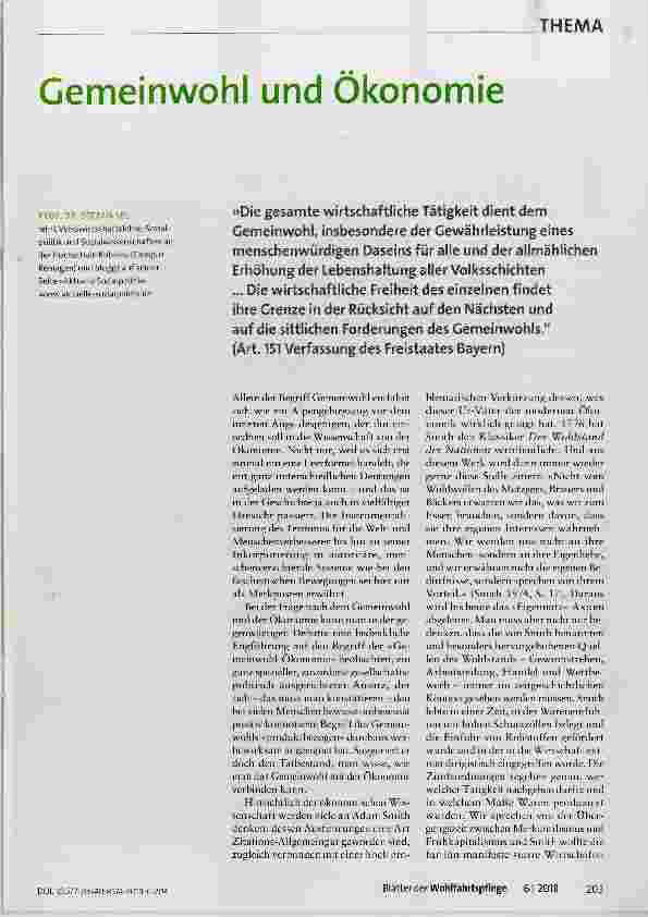 Vorschauseite 1: Gemeinwohl und Ökonomie