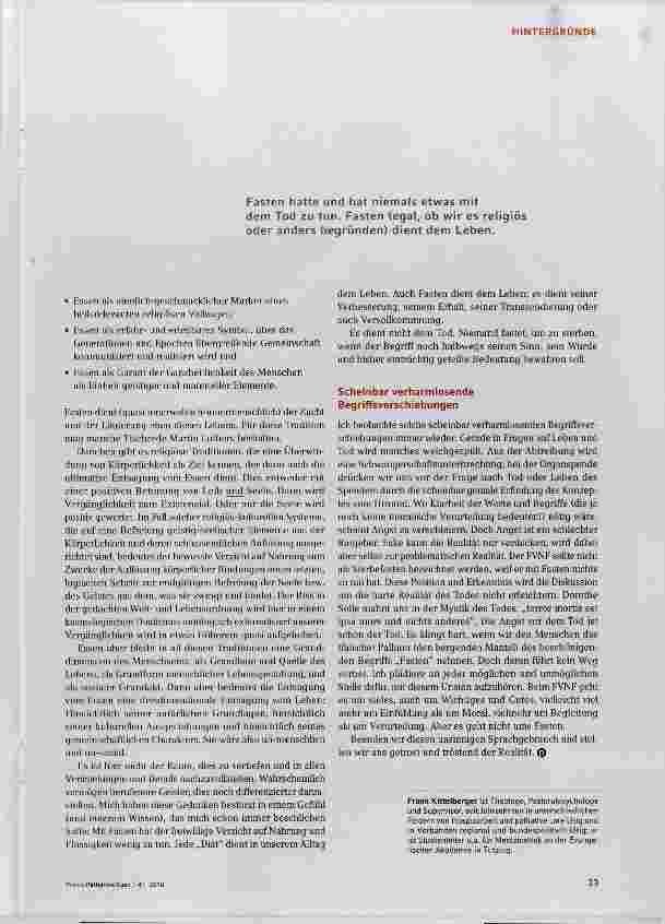 Vorschauseite 3: Der Skandal liegt in der Verharmlosung durch die Verwendung des Begriffs „Fasten!