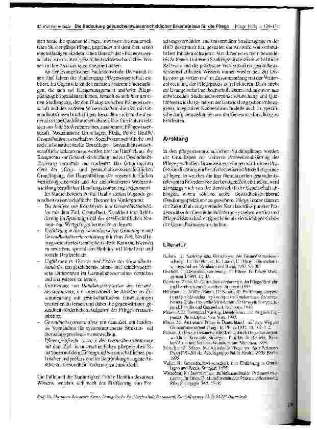 Vorschauseite 6: Die Bedeutung gesundheitswissenschaftlicher Erkenntnisse für die Pflege