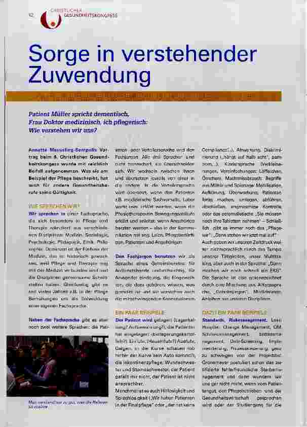 Vorschauseite 1: Sorge in verstehender Zuwendung