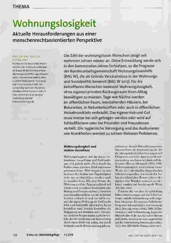 Vorschauseite 1: Wohnungslosigkeit