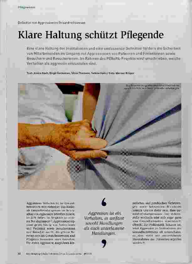 Vorschauseite 1: Klare Haltung schützt Pflegende