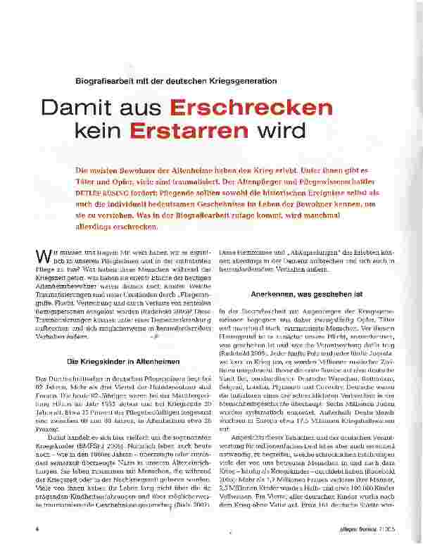 Vorschauseite 1: Damit aus Erschrecken kein Erstarren wird