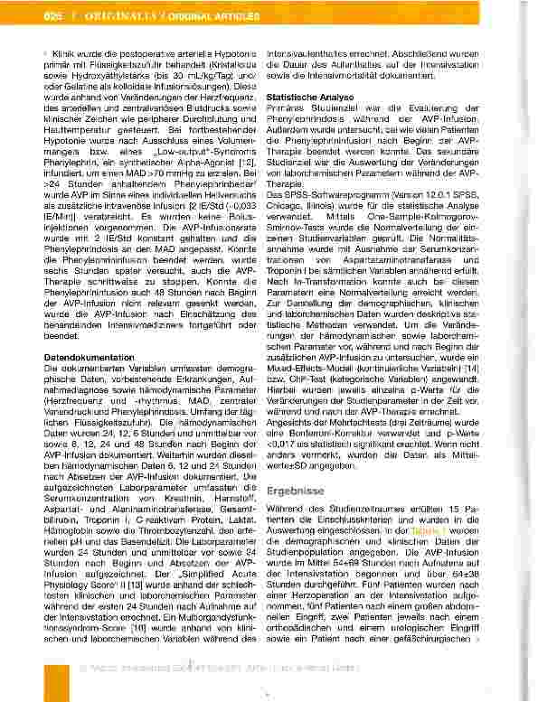 Vorschauseite 3: Arginin-Vasopressin bei Patienten mit chronischer ACE-Hem mer-Therapie und anhaltender postoperativer Hypotension