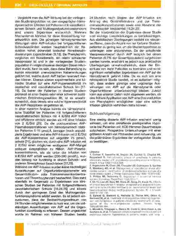 Vorschauseite 6: Arginin-Vasopressin bei Patienten mit chronischer ACE-Hem mer-Therapie und anhaltender postoperativer Hypotension