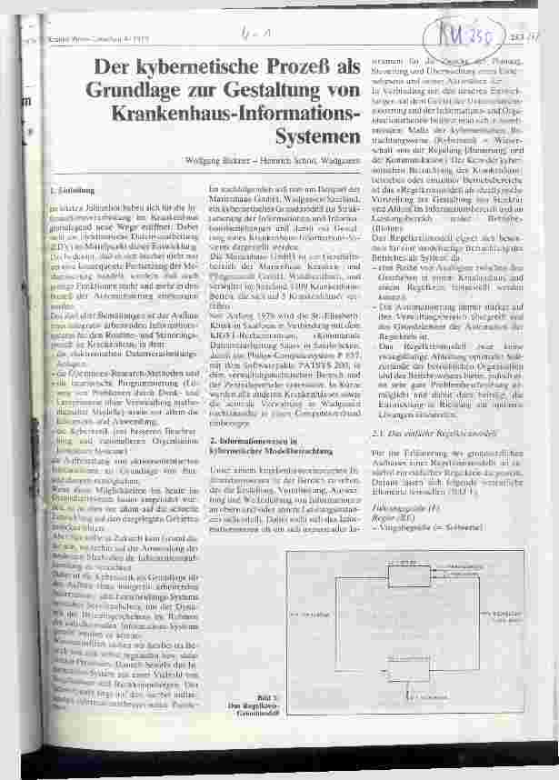 Vorschauseite 1: Der kybernetische Prozeß als Grundlage zur Gestaltung von Krankenhaus-Informations-Systemen