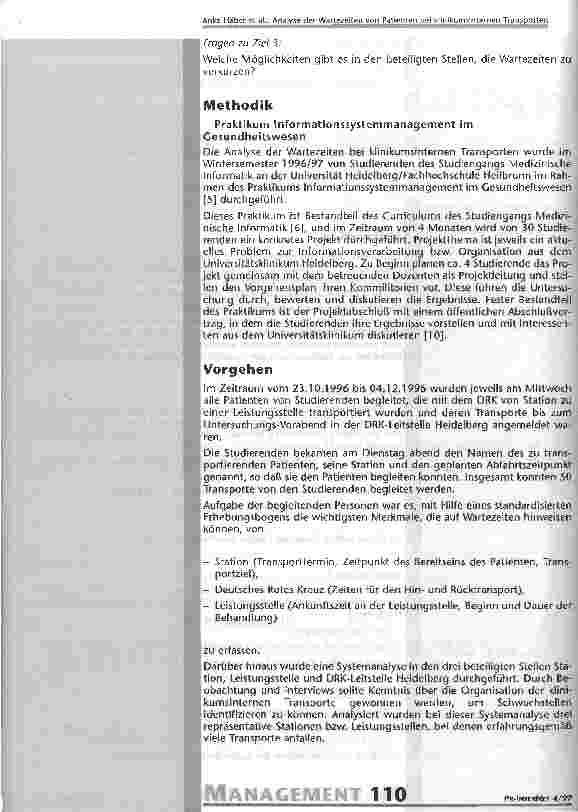 Vorschauseite 5: Analyse der Wartezeiten von Patienten bei klinikumsinternen Transporten