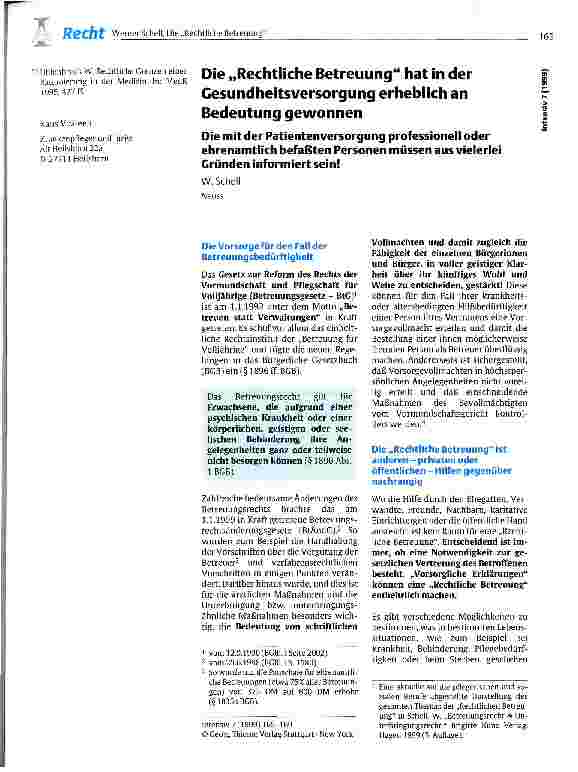 Vorschauseite 1: Die Rechtliche Betreuung hat in der Gesundheitsversorgung erheblich an Bedeutung gewonnen