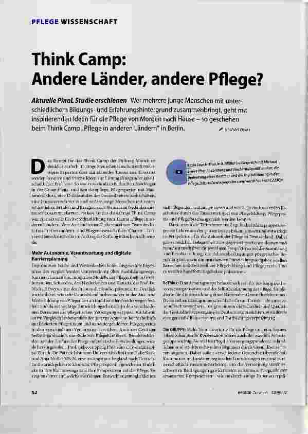 Vorschauseite 1: ThinkCamp: Andere Länder, andere Pflege?