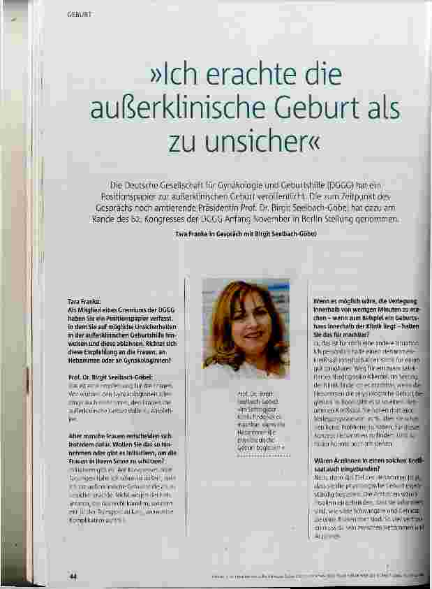 Vorschauseite 1: Ich erachte die außerklinische Geburt als zu unsicher