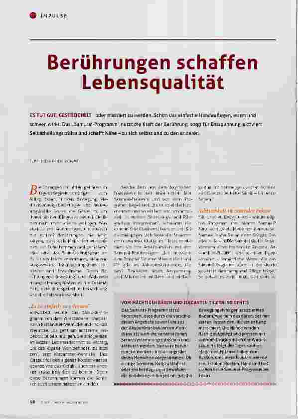 Vorschauseite 1: Berührungen schaffen Lebensqualität