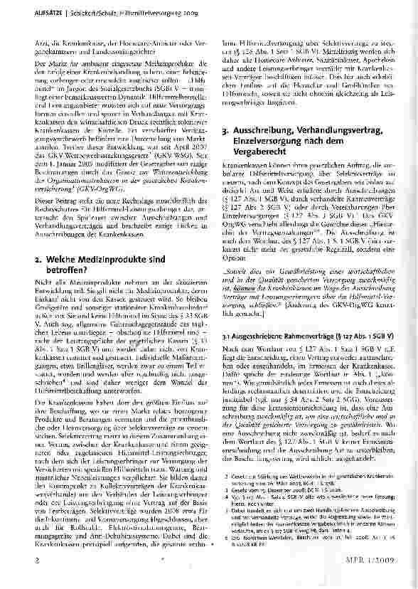 Vorschauseite 2: Hilfsmittelversorgung 2009 - Ausschreibungen und Verhandlungsverträge der Krankenkassen