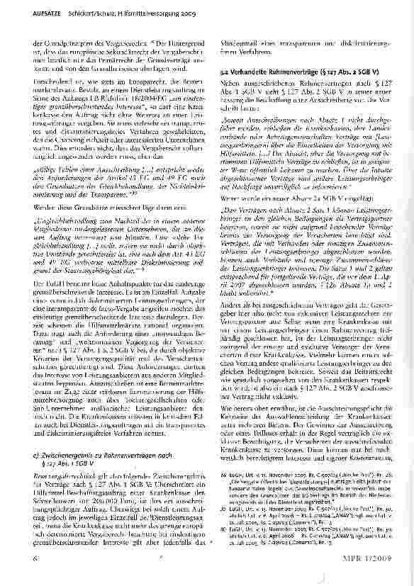 Vorschauseite 6: Hilfsmittelversorgung 2009 - Ausschreibungen und Verhandlungsverträge der Krankenkassen