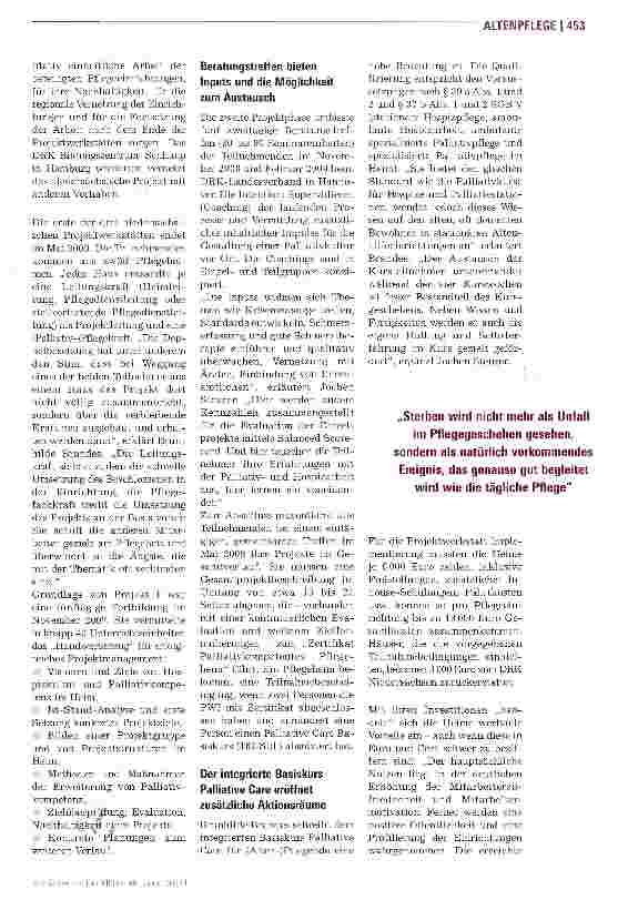 Vorschauseite 2: Vorbildliches ProjektMehr Hospizkultur in Pflegeheimen