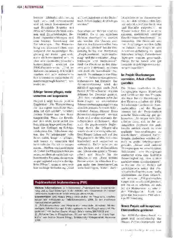 Vorschauseite 3: Vorbildliches ProjektMehr Hospizkultur in Pflegeheimen