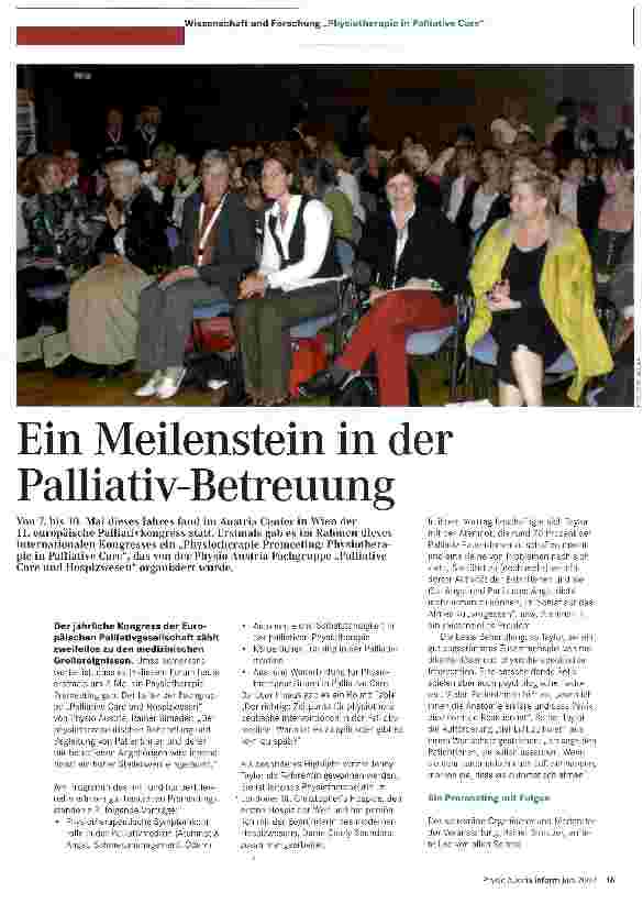 Vorschauseite 1: Ein Meilenstein in der Palliativ-Betreuung