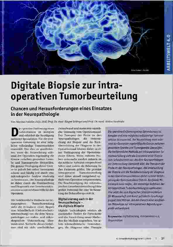 Vorschauseite 1: Digitale Biopsie zur Intra-operativen Tumorbeurteilung