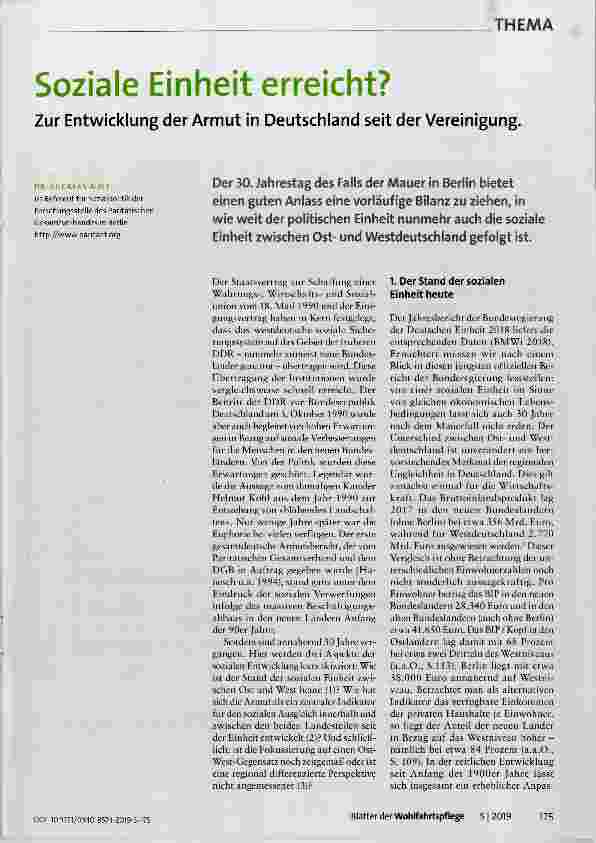 Vorschauseite 1: Soziale Einheit erreicht?