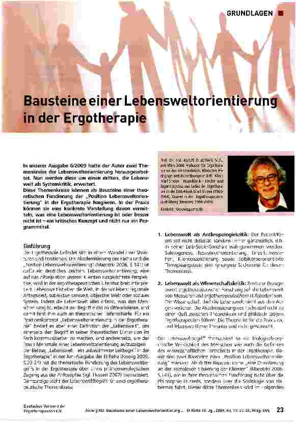 Vorschauseite 1: Bausteine einer Lebensweltorientierung in der Ergotherapie