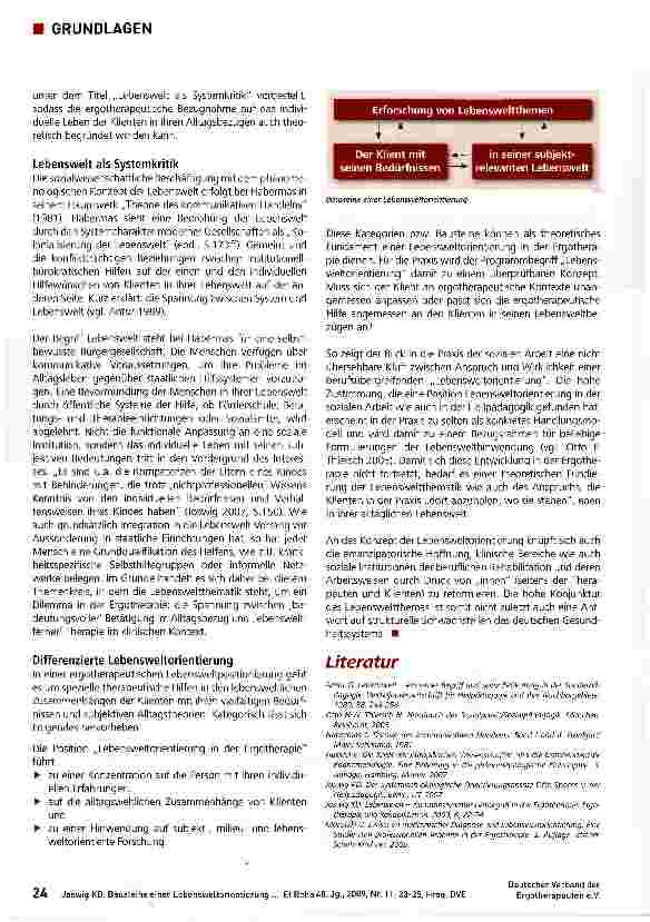 Vorschauseite 2: Bausteine einer Lebensweltorientierung in der Ergotherapie
