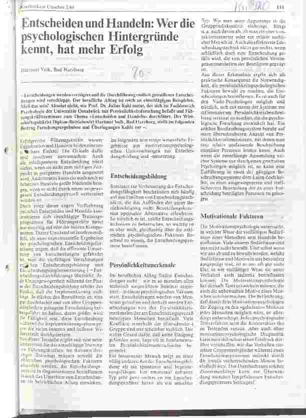 Vorschauseite 1: Entscheiden und Handeln Wer die psychologischen Hintergründe kennt, hat mehr Erfolg