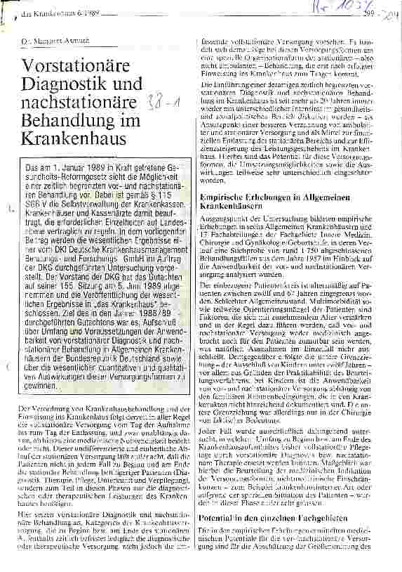 Vorschauseite 1: Vorstationäre Diagnostik und nachstationäre Behandlung im Krankenhaus