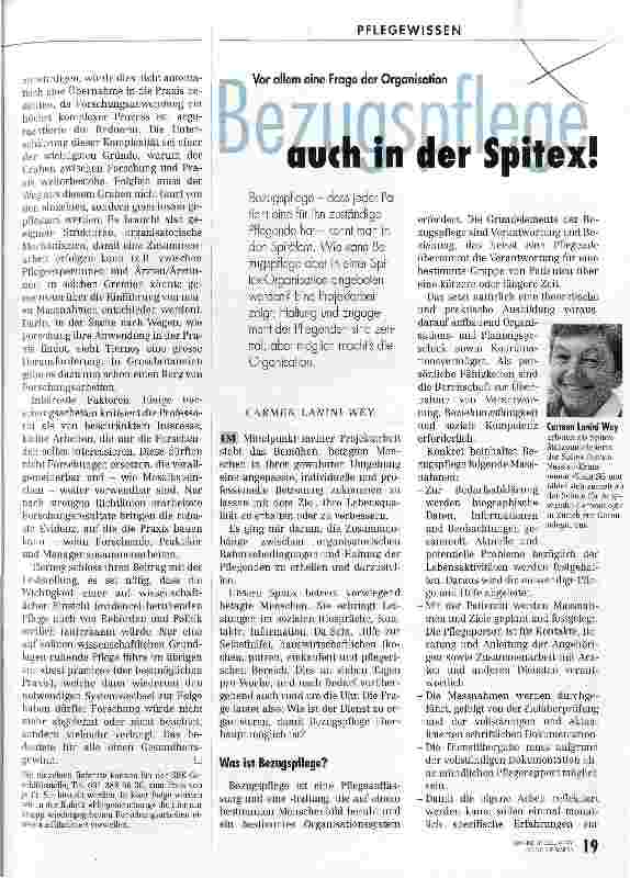 Vorschauseite 1: Bezugspflege auch in der Spitex Vor allem eine Frage der Organisation