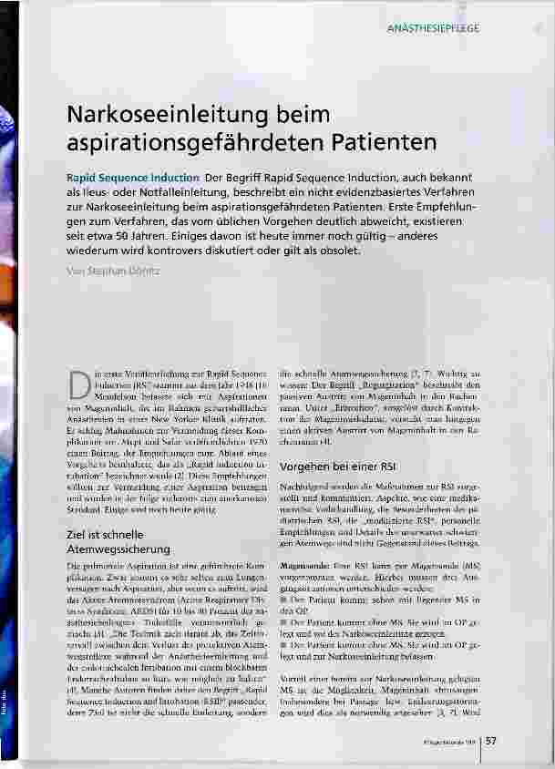 Vorschauseite 2: Narkoseeinleitung beim aspirationsgefährdeten Patienten