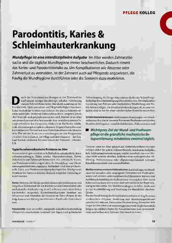 Vorschauseite 1: Parodontitis, Karies & Schleimhauterkrankung