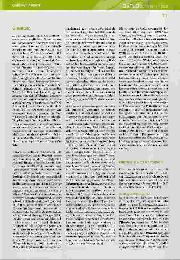 Vorschauseite 2: Die Sichtweise von Pflegefachpersonen sowie Patientinnen und Patienten zur Recovery-Orientierung auf psychiatrischen Akutstationen: eine Sekundäranalyse qualitativer Daten einer k…