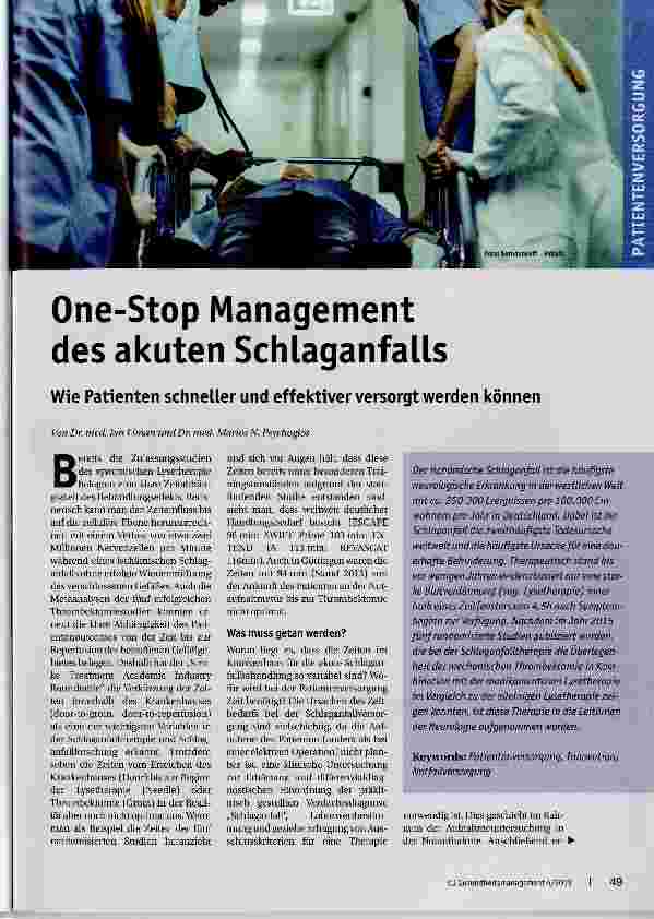 Vorschauseite 1: One-Stop Management des akuten Schlaganfalls