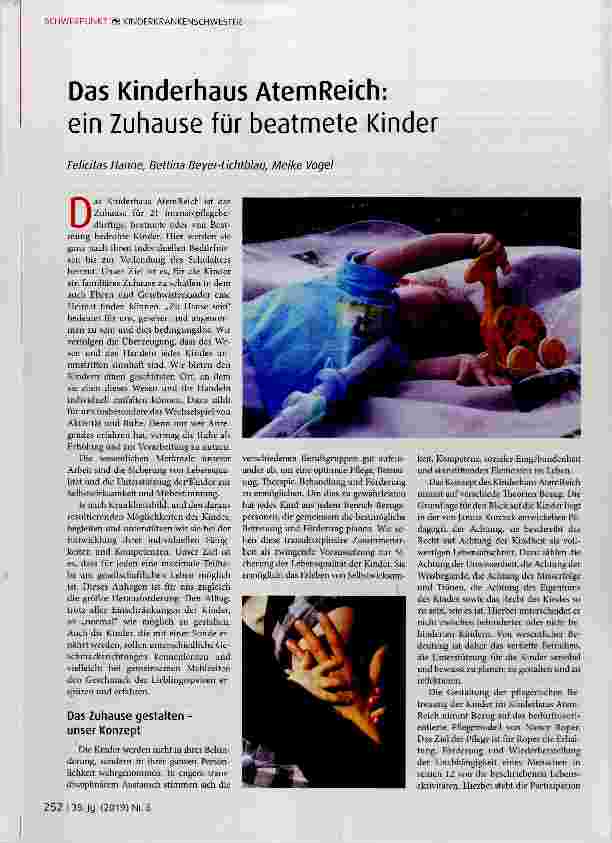 Vorschauseite 1: Das Kinderhaus AtemReich: ein Zuhause für beatmete Kinder