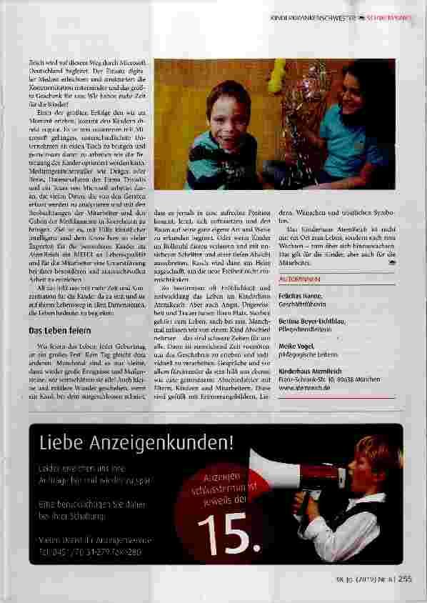 Vorschauseite 4: Das Kinderhaus AtemReich: ein Zuhause für beatmete Kinder