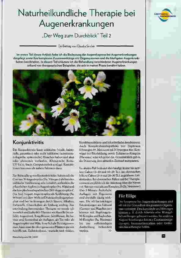Vorschauseite 1: Naturheilkundliche Therapie bei Augenerkrankungen „Der Weg zunn Durchblick“ Teil 2