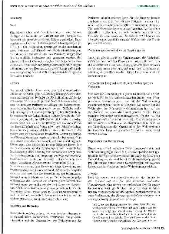 Vorschauseite 2: Erfassung der Wirksamkeit gespürter Interaktionstherapie bei der Behandlung von Patienten mit erworbener Hirnschädigung